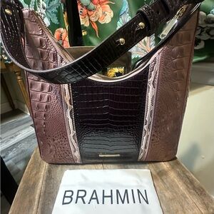 Brahmin Multi-Tone Croc Embossed Shoulder Bag